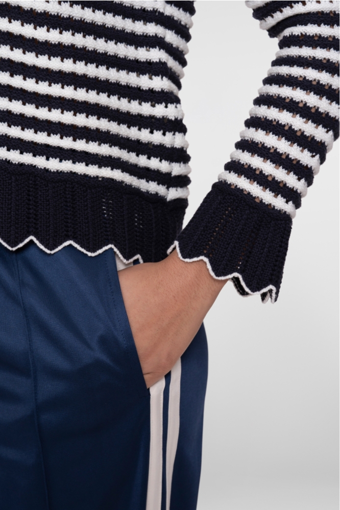 Geisha blauwe dames vest | Close up