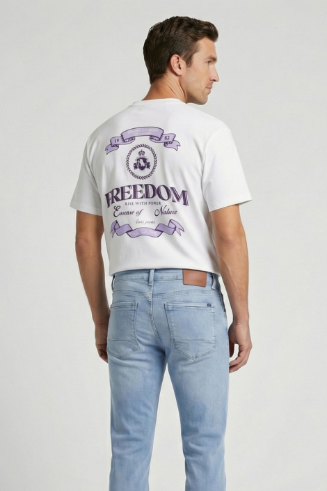 Cars witte heren t-shirt | Model achteraanzicht