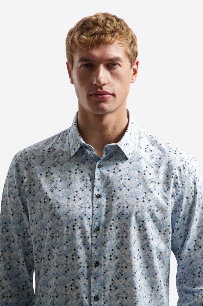 NO-EXCESS blauwe heren overhemd | Close up