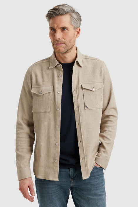 Vanguard beige heren overhemd | Model vooraanzicht