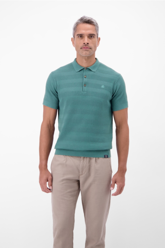 Lerros groene heren polo | Model vooraanzicht