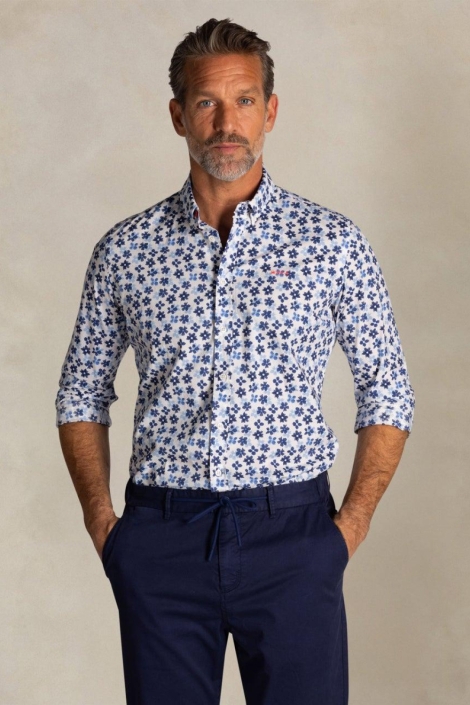 NZA blauwe heren overhemd | Model vooraanzicht