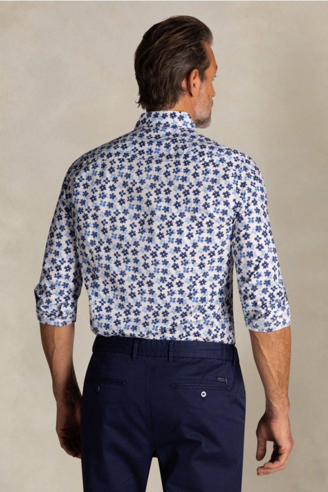 NZA blauwe heren overhemd | Model achteraanzicht