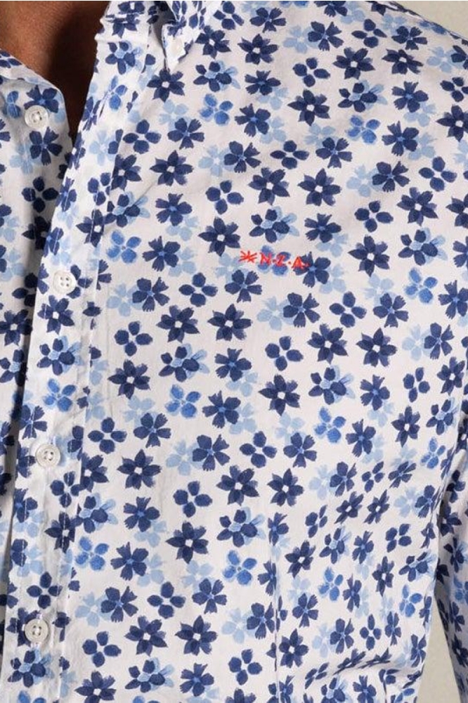 NZA blauwe heren overhemd | Close up