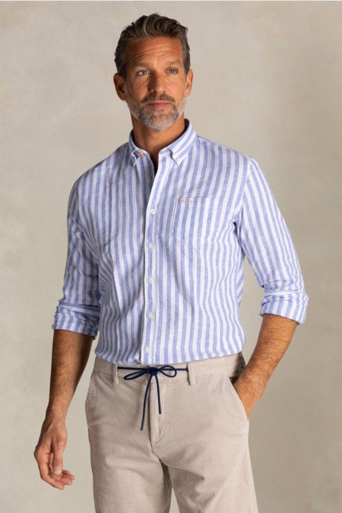 NZA blauwe heren overhemd | Model vooraanzicht