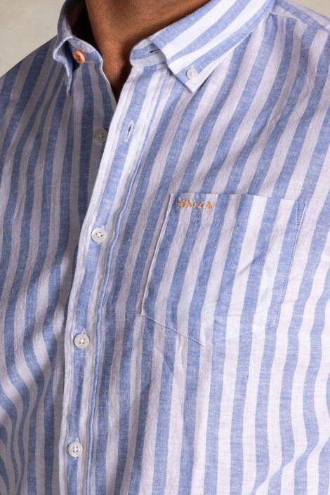 NZA blauwe heren overhemd | Close up