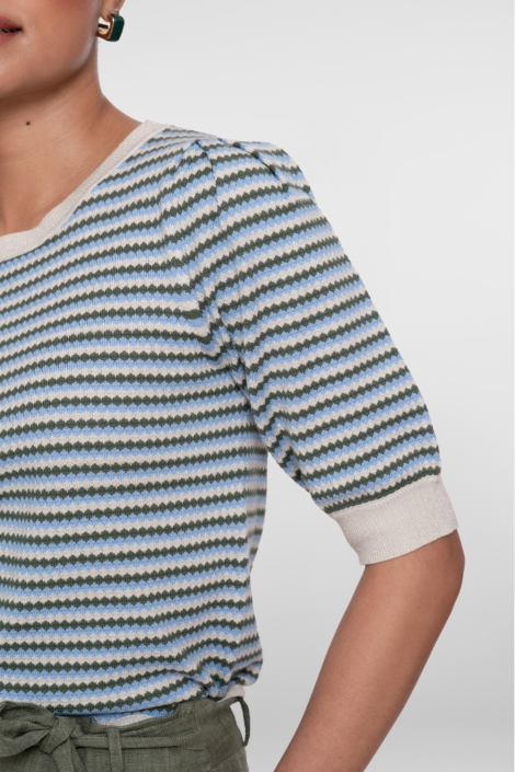 Geisha blauwe dames trui | Close up