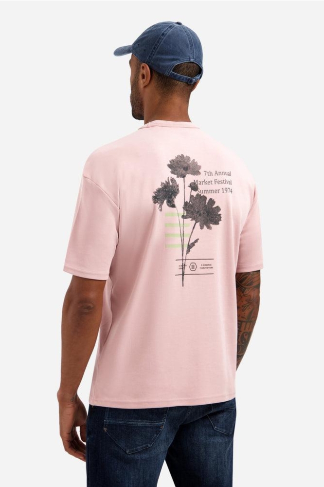 NO-EXCESS roze heren t-shirt | Model achteraanzicht
