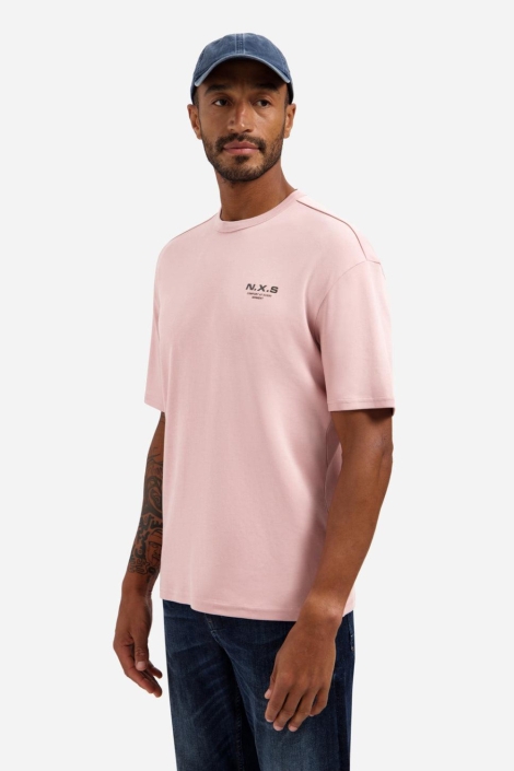 NO-EXCESS roze heren t-shirt | Model vooraanzicht