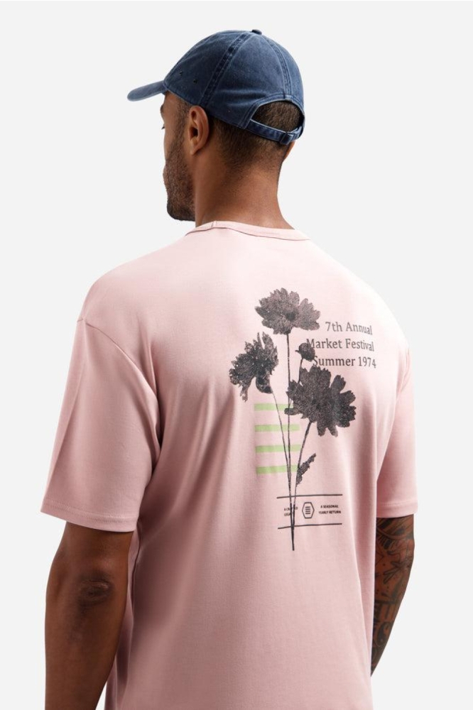 NO-EXCESS roze heren t-shirt | Model achteraanzicht