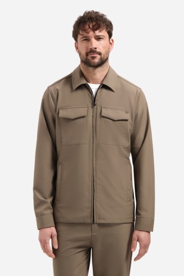 NO-EXCESS overshirt full zipper stretch sedoc Groen