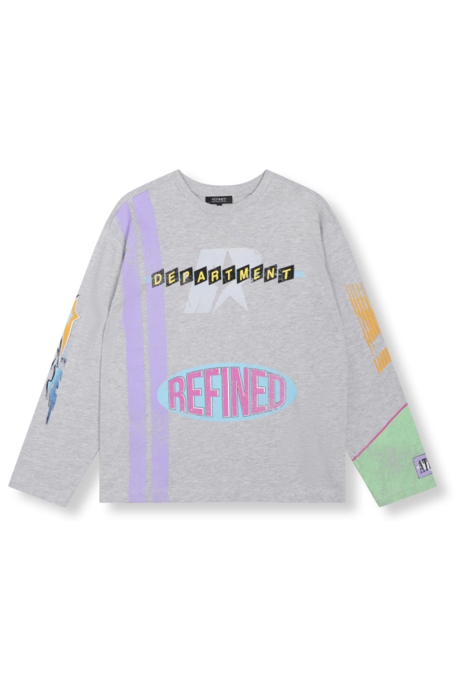 Refined Department grijze dames t-shirt | Vooraanzicht