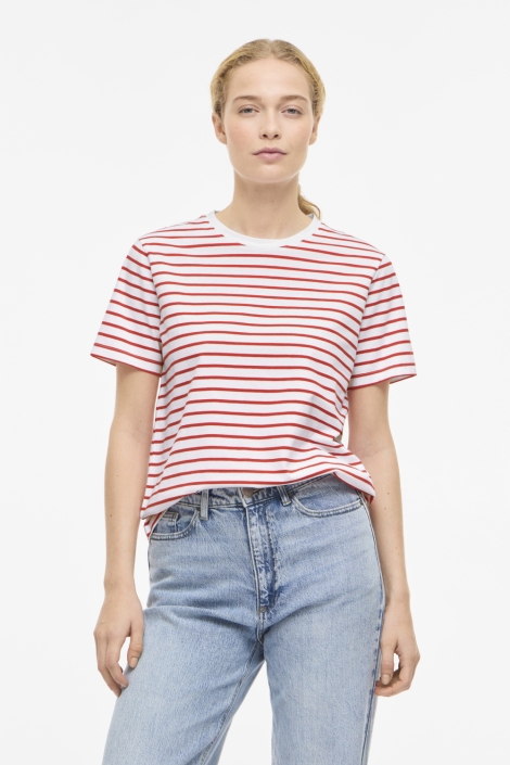 Vila witte dames t-shirt | Model vooraanzicht