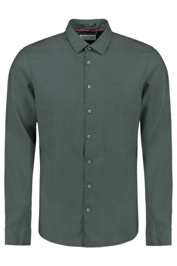 NO-EXCESS shirt solid with linen Groen
