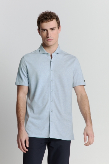 NO-EXCESS shirt short sleeve jersey melange s Blauw