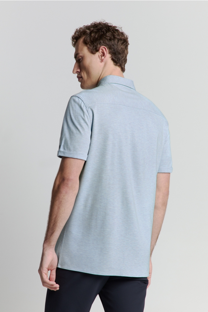 NO-EXCESS blauwe heren overhemd | Model achteraanzicht