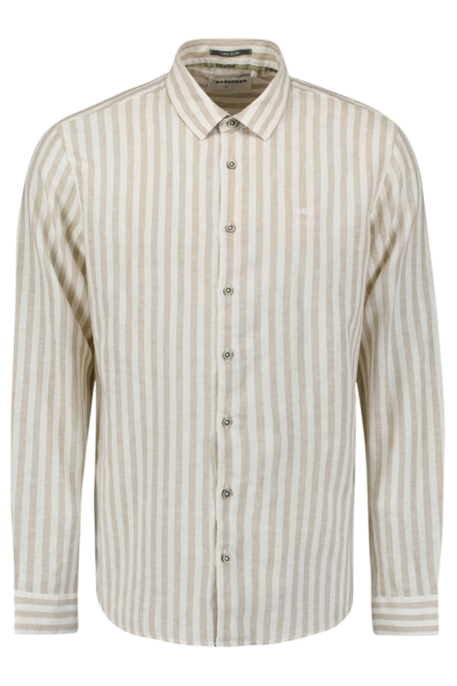 NO-EXCESS beige heren overhemd | Vooraanzicht