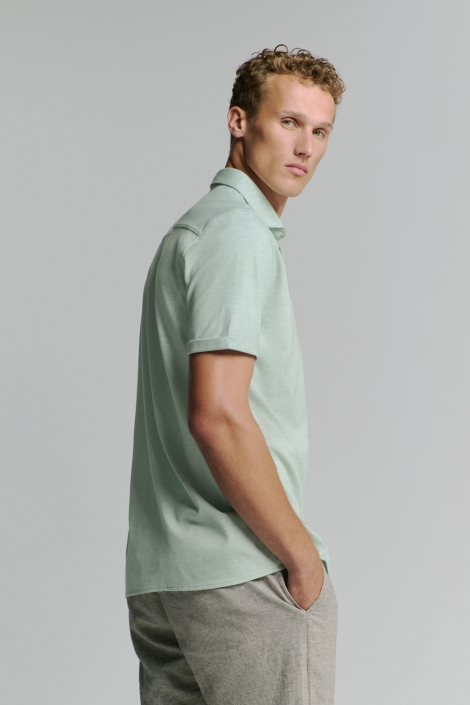 NO-EXCESS groene heren overhemd | Model zijaanzicht