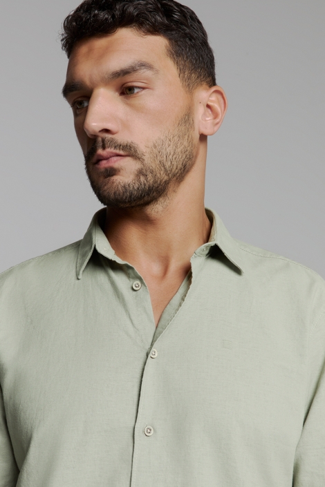 NO-EXCESS groene heren overhemd | Close up