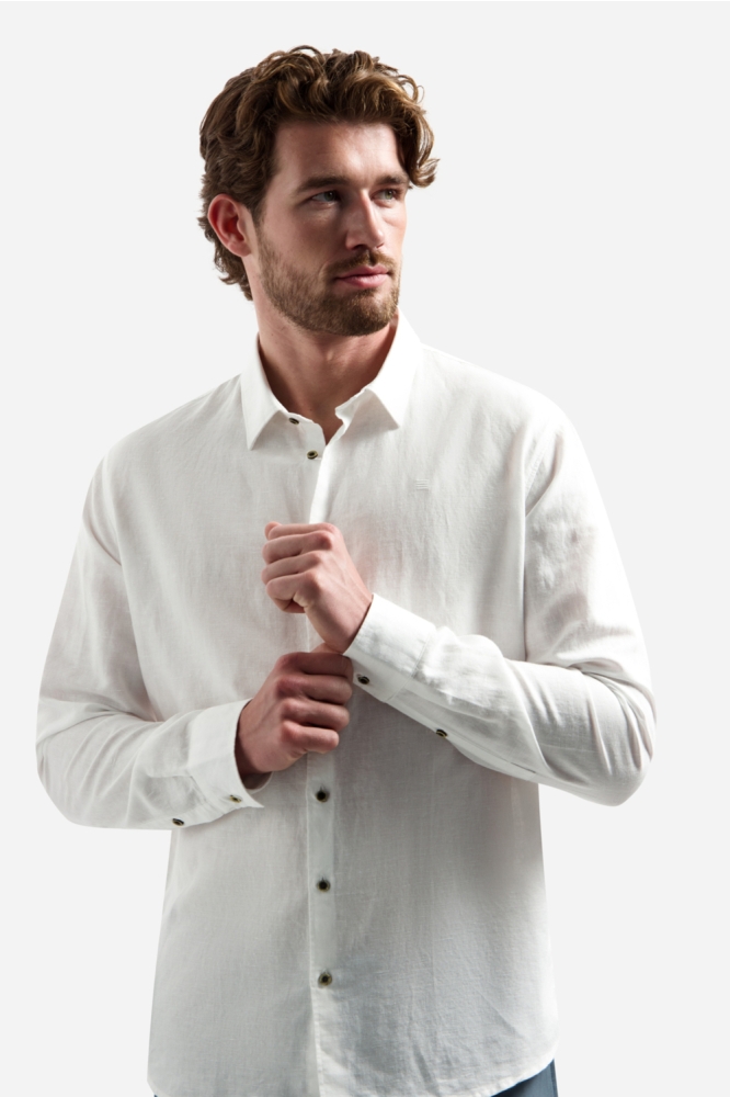 NO-EXCESS witte heren overhemd | Model vooraanzicht