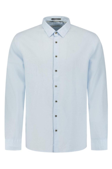 NO-EXCESS shirt with linen Blauw