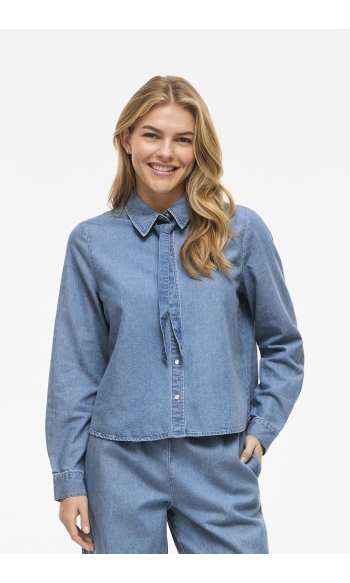 VICONGA L/S BOW DENIM SHIRT 14112168 LIGHT BLUE DENIM test