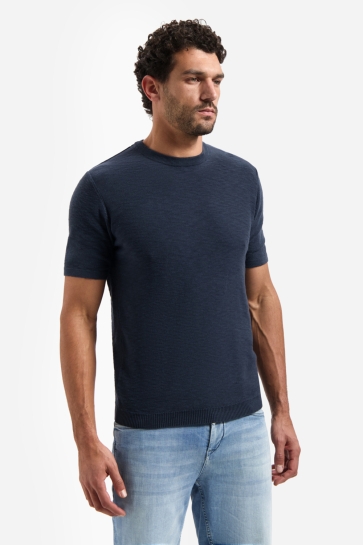 NO-EXCESS T-shirt GEBREID SLUB T SHIRT 31240262SN 078 NIGHT
