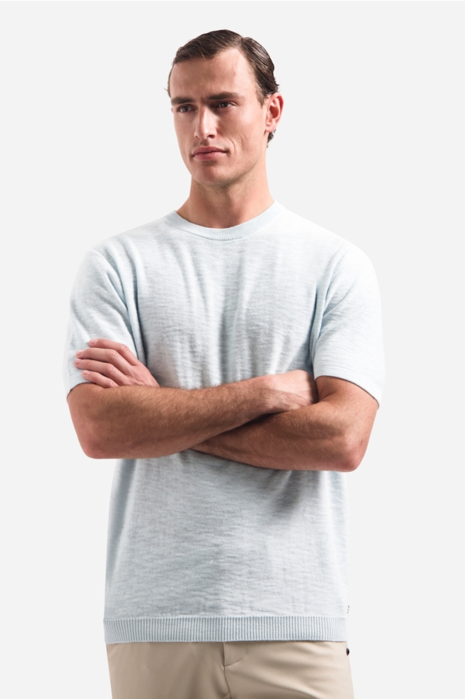 NO-EXCESS blauwe heren t-shirt | Model vooraanzicht