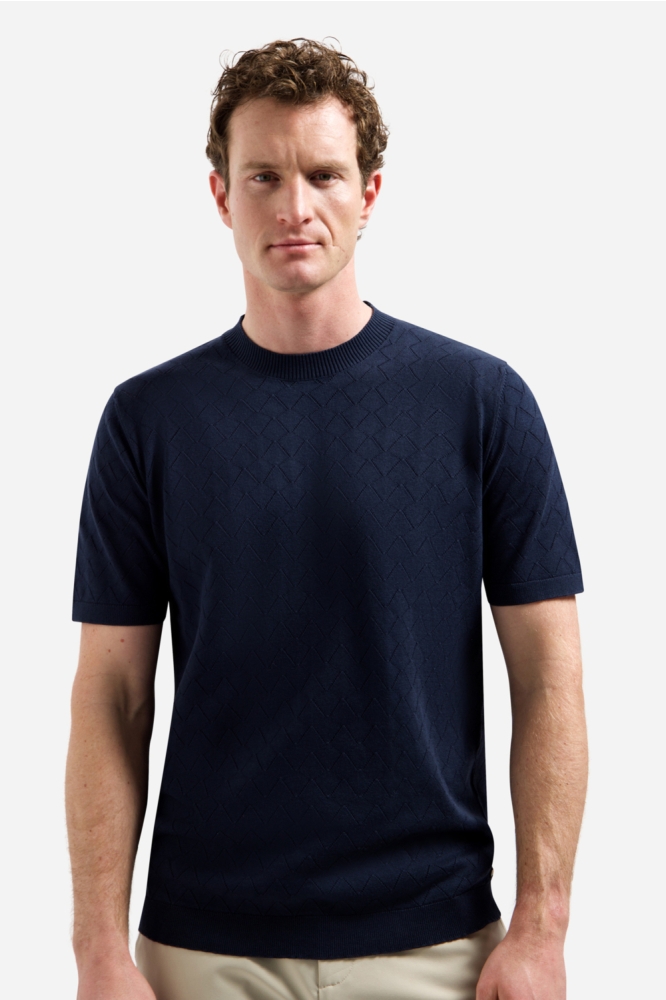 NO-EXCESS blauwe heren t-shirt | Model vooraanzicht