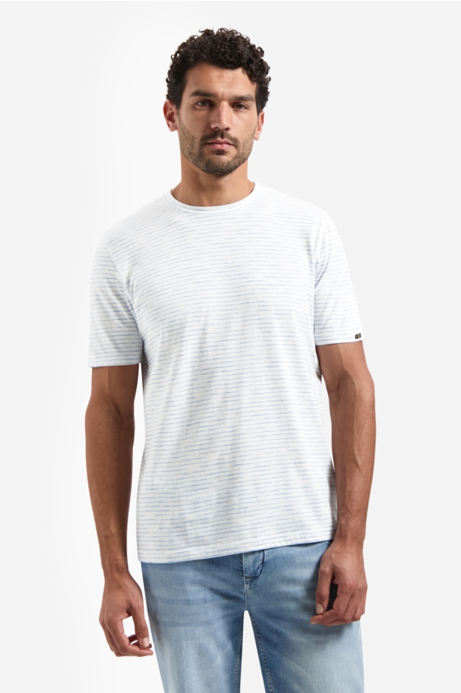 NO-EXCESS blauwe heren t-shirt | Model vooraanzicht