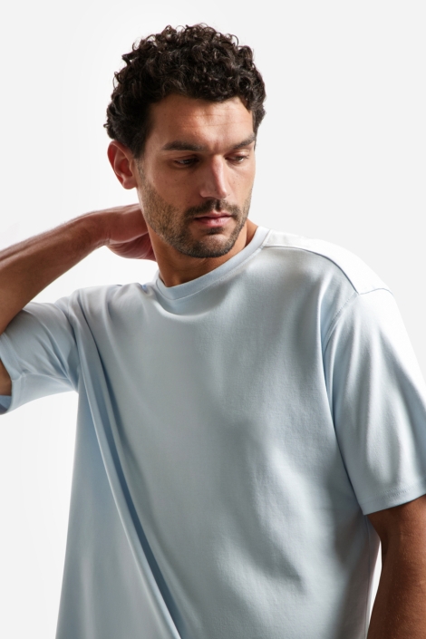 NO-EXCESS blauwe heren t-shirt | Model vooraanzicht