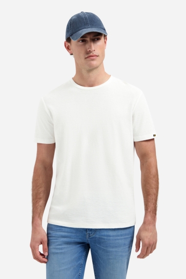 NO-EXCESS t-shirt crewneck solid jacquard Wit