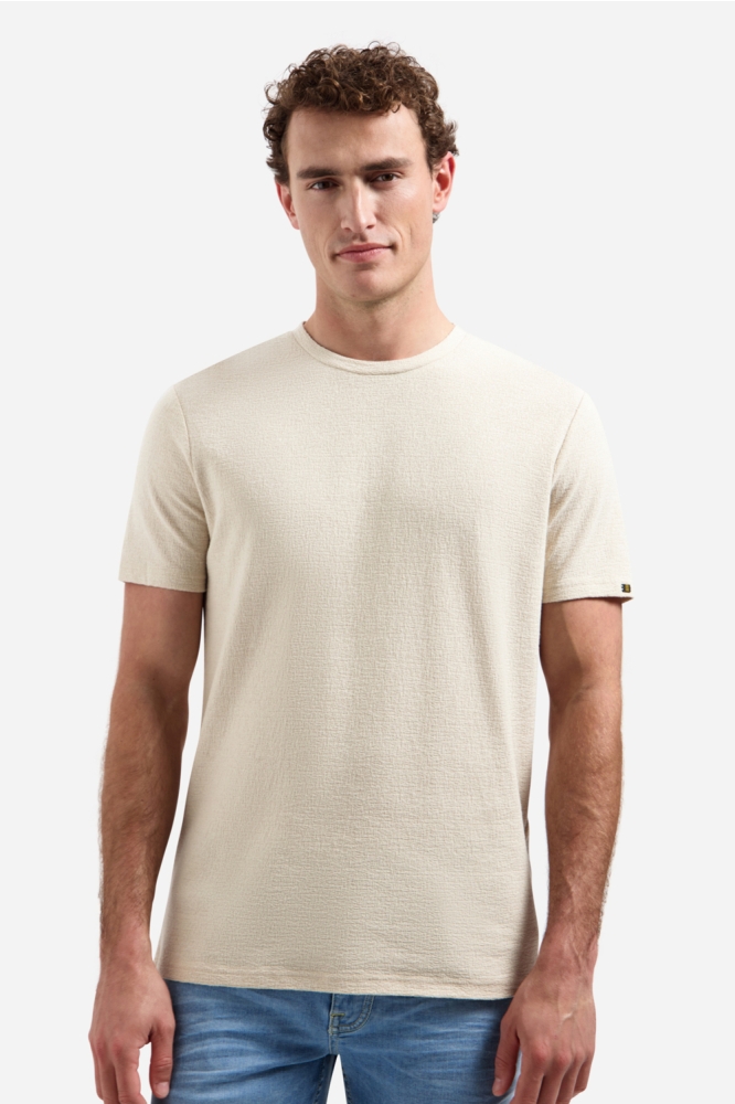 NO-EXCESS beige heren t-shirt | Model vooraanzicht