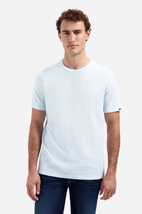 NO-EXCESS blauwe heren t-shirt | Model vooraanzicht