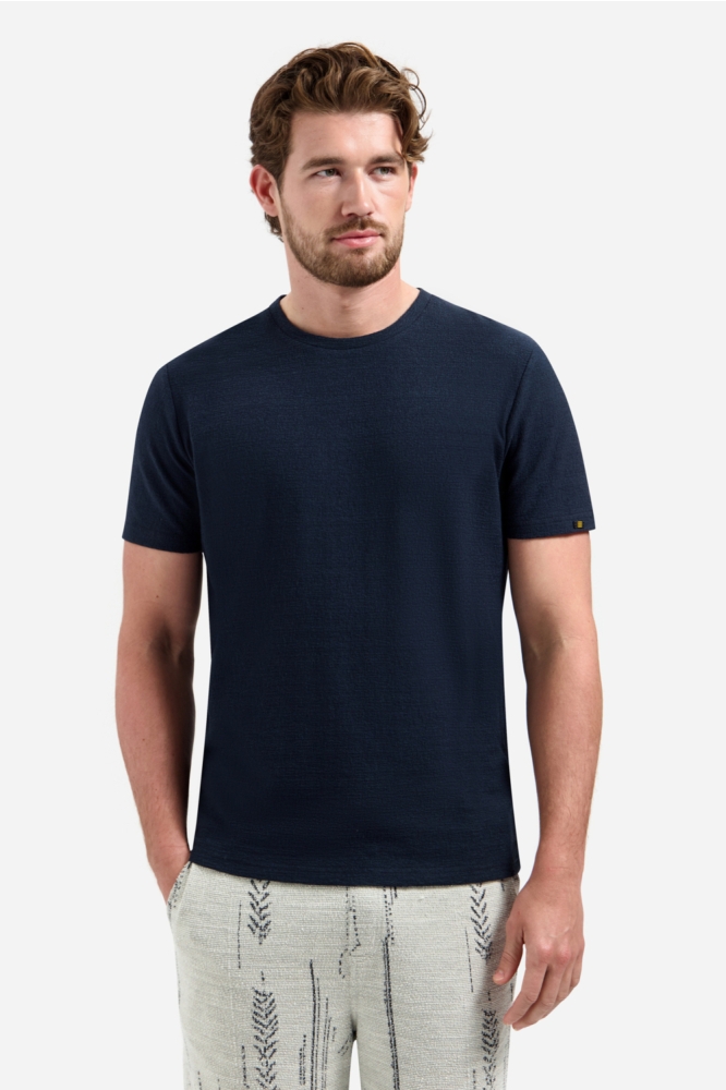NO-EXCESS blauwe heren t-shirt | Model vooraanzicht