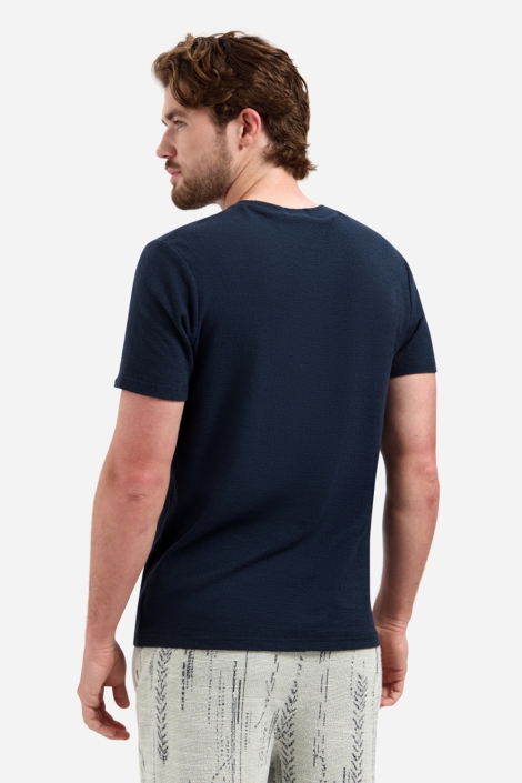 NO-EXCESS blauwe heren t-shirt | Model achteraanzicht