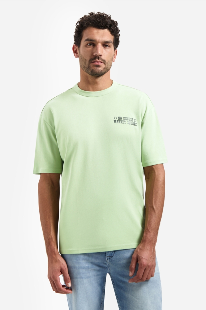 NO-EXCESS groene heren t-shirt | Model vooraanzicht