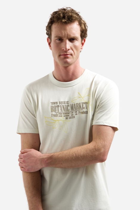NO-EXCESS beige heren t-shirt | Model vooraanzicht