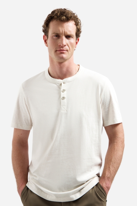 NO-EXCESS beige heren t-shirt | Model vooraanzicht