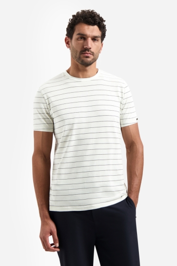 NO-EXCESS t-shirt crewneck pin stripe garment Beige