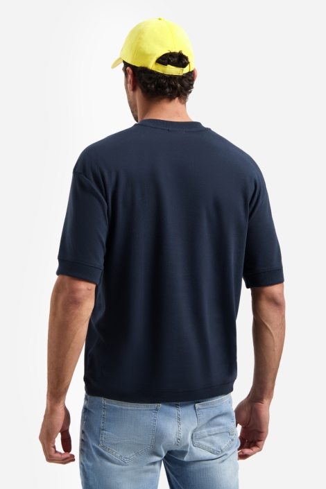 NO-EXCESS blauwe heren t-shirt | Model achteraanzicht