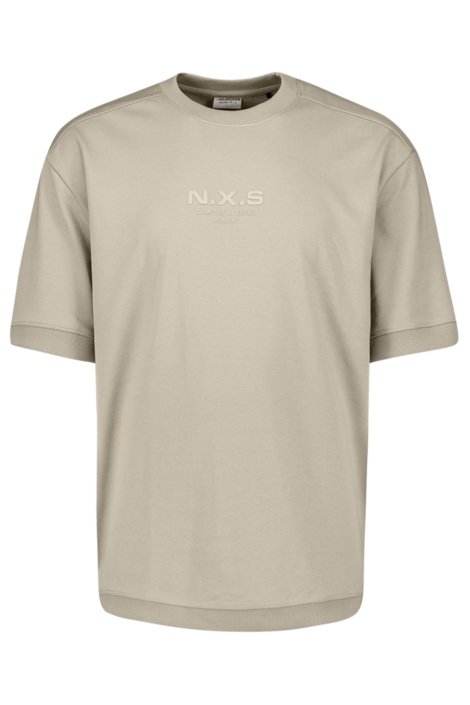 NO-EXCESS taupe heren t-shirt | Vooraanzicht