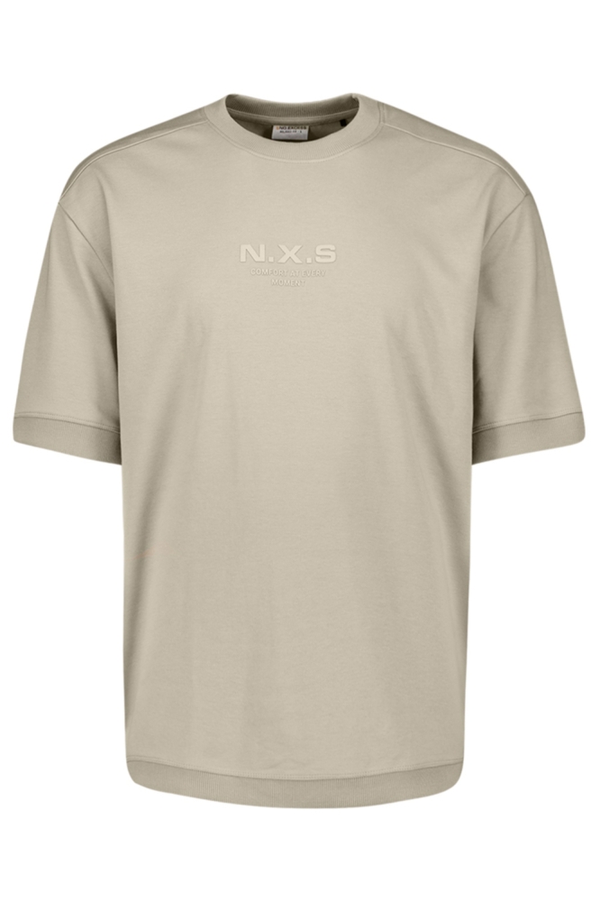 NO-EXCESS taupe heren t-shirt | Vooraanzicht