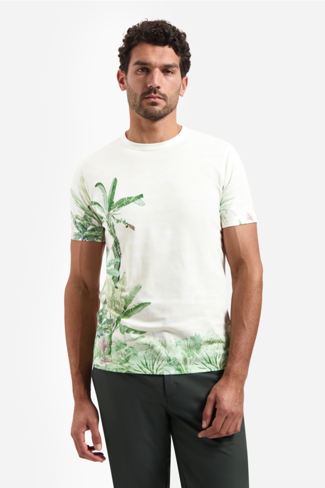 NO-EXCESS beige heren t-shirt | Model vooraanzicht