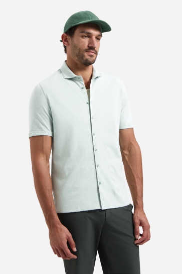 NO-EXCESS shirt short sleeve melange jersey Groen