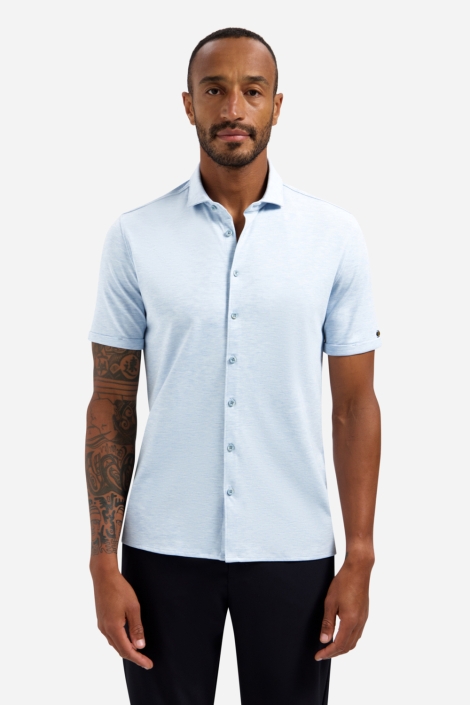 NO-EXCESS blauwe heren overhemd | Model vooraanzicht