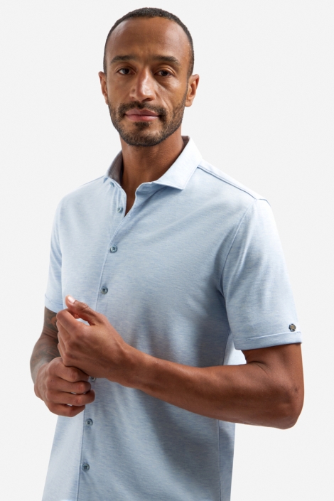 NO-EXCESS blauwe heren overhemd | Model zijaanzicht