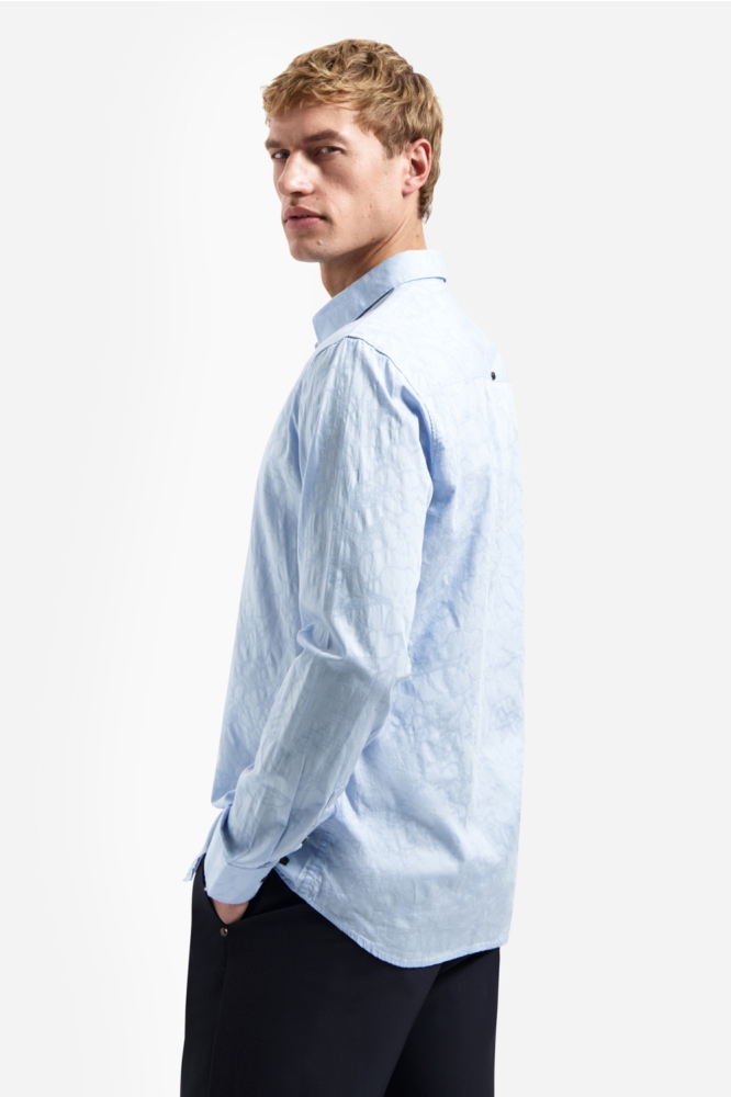 NO-EXCESS blauwe heren overhemd | Model zijaanzicht