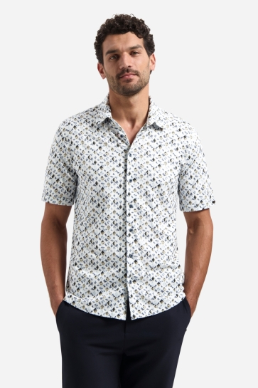 NO-EXCESS Overhemd PRINT OVERHEMD MET KORTE MOUW 31440283SN 030 Blue