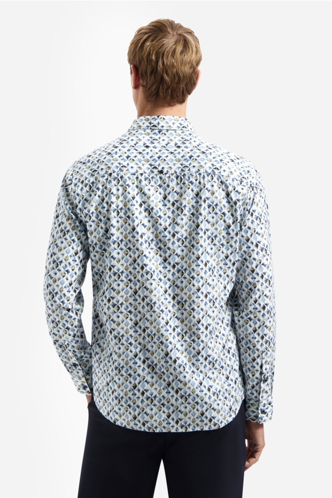 NO-EXCESS blauwe heren overhemd | Model achteraanzicht